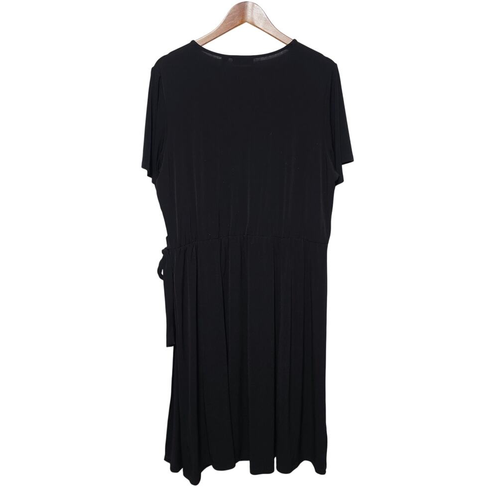 Susan Graver Liquid Knit Wrap Dress Women's Size 1X Tall Black Minimalist Office - Picture 3 of 8